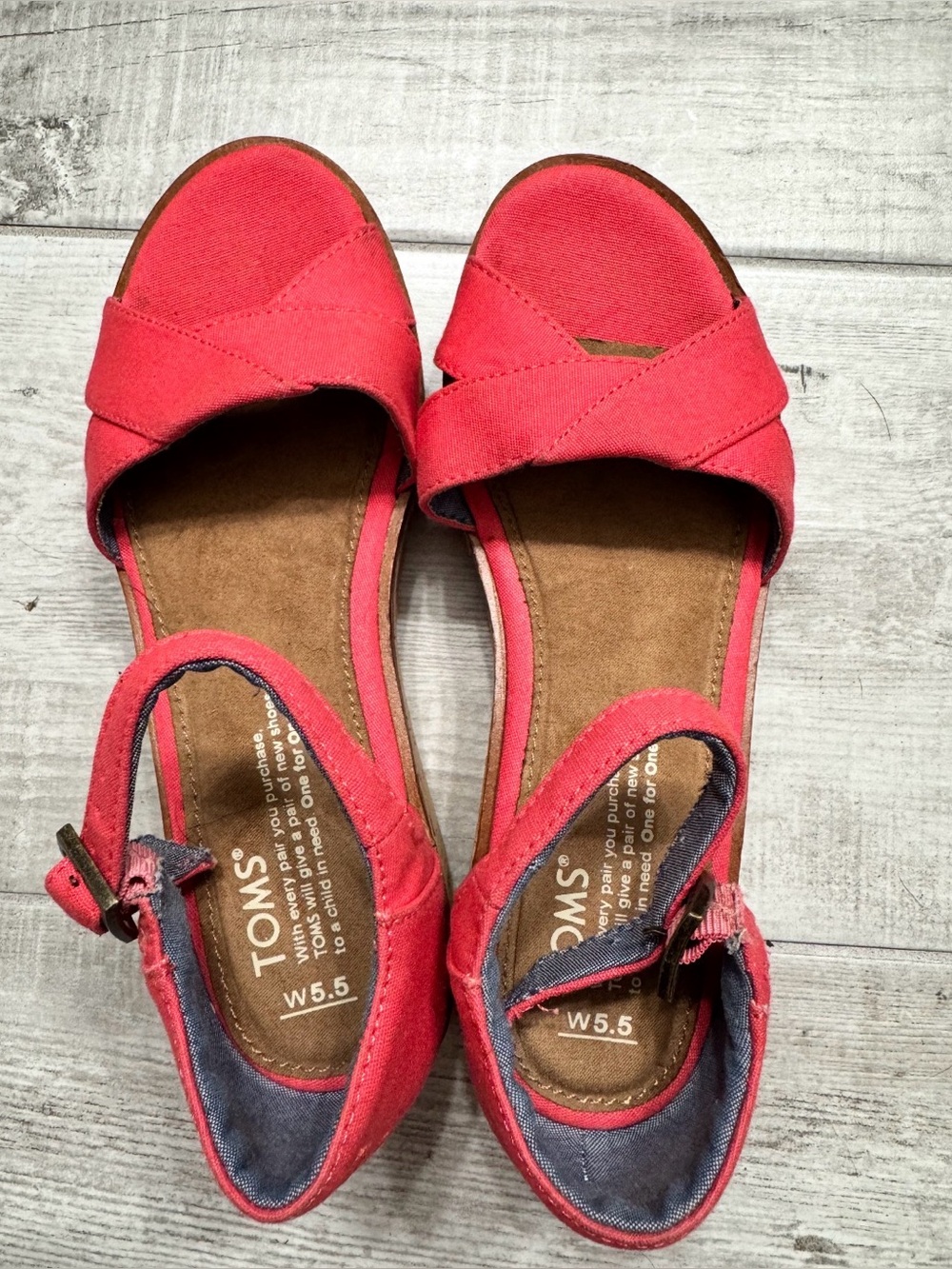 Toms Women’s Coral Red Open-Toe Ankle-Strap Sandals